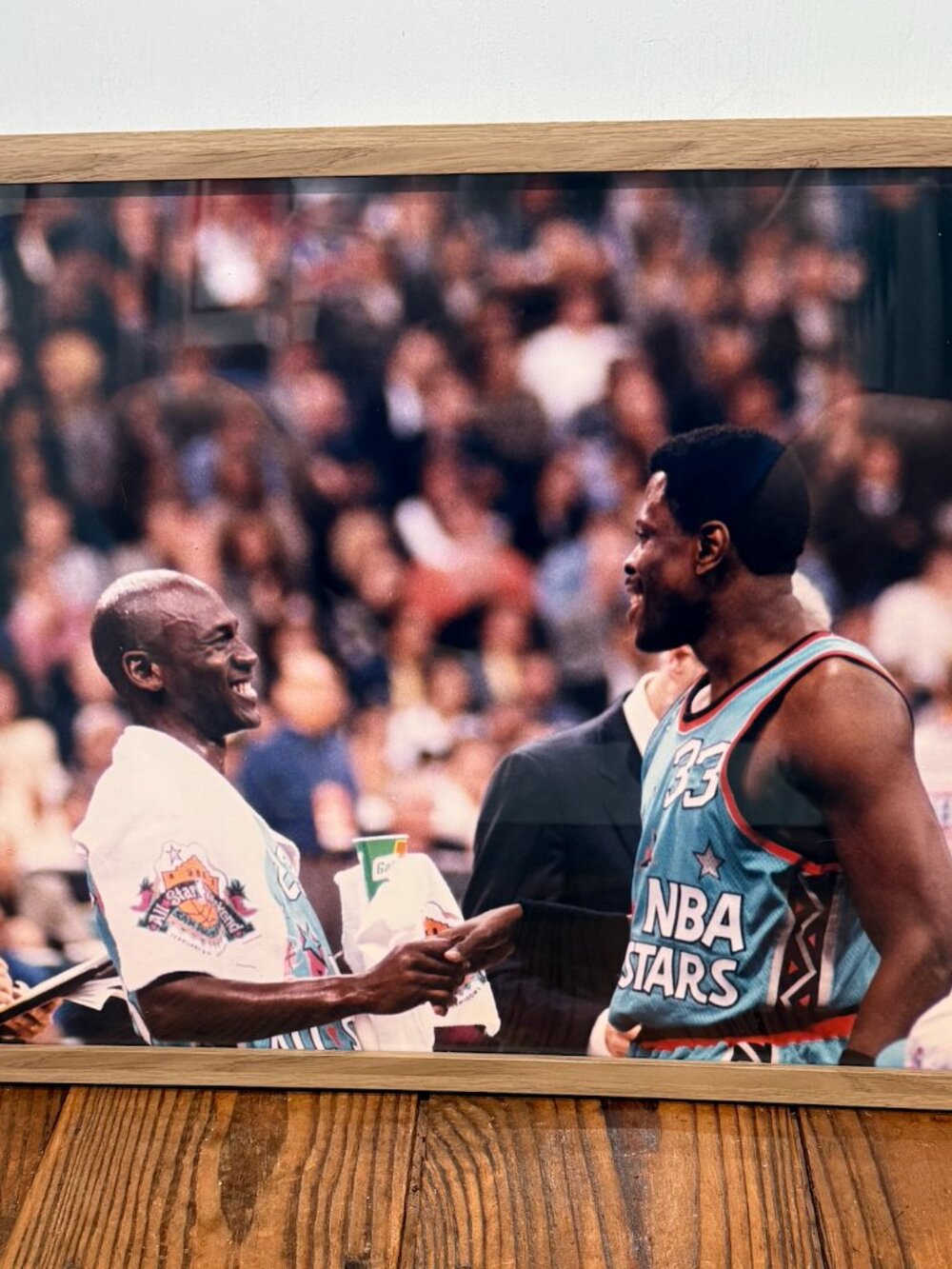 Vintage 1996 Michael Jordan Photograph 16x20 FRAMED NBA All-Star Game w/ Ewing!